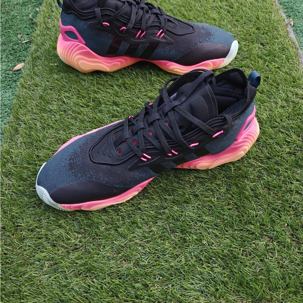 Adidas Men's Black Ombre with Orange Pink Accents Athletic Shoes